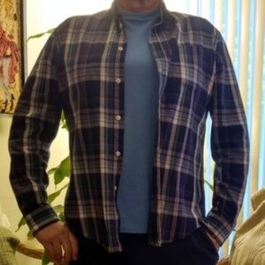 Merona 100% Cotton Multi-color Plaid Shirt L